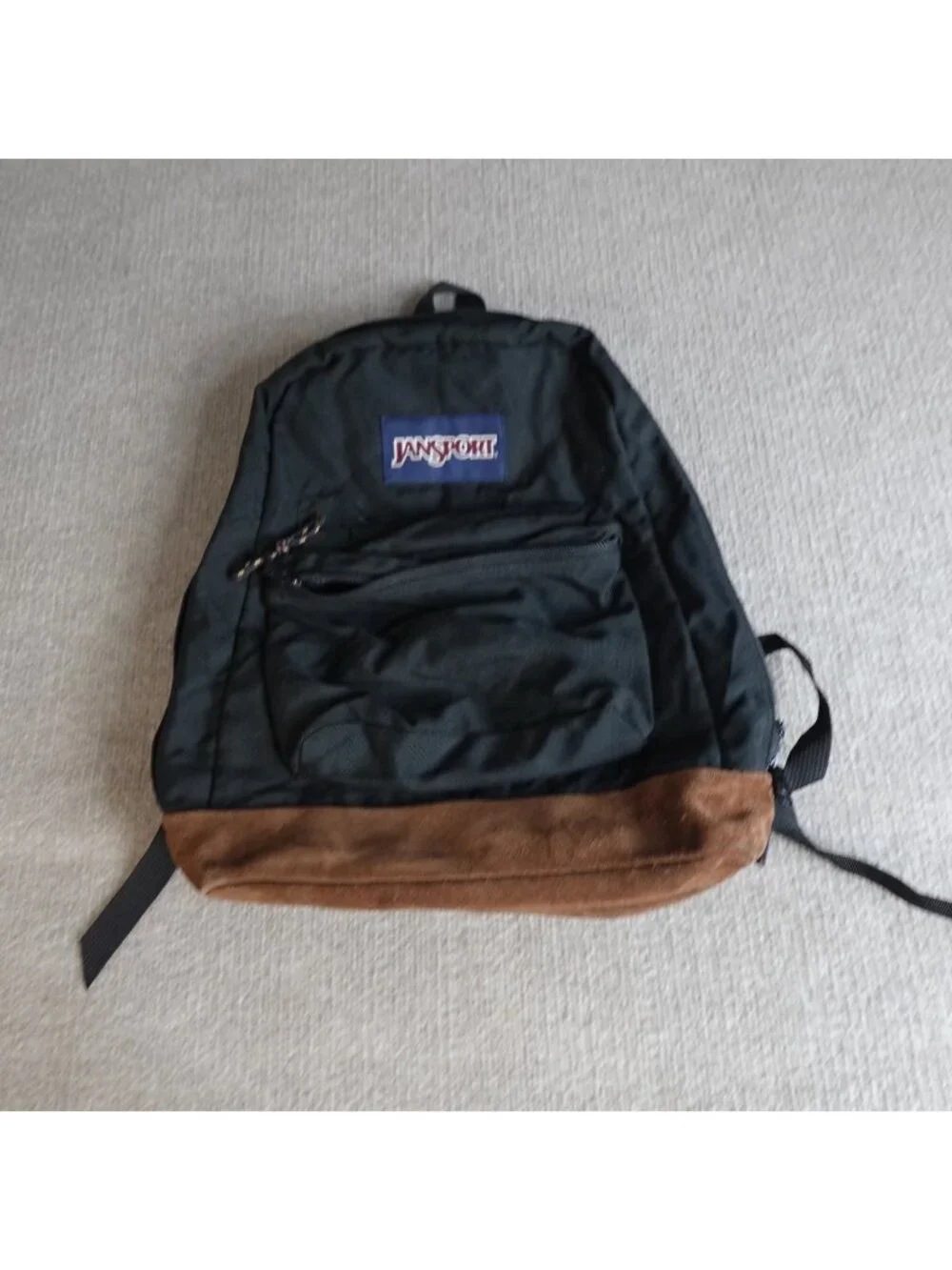 Vintage Jansport Backpack Black Solid Suede Bottom